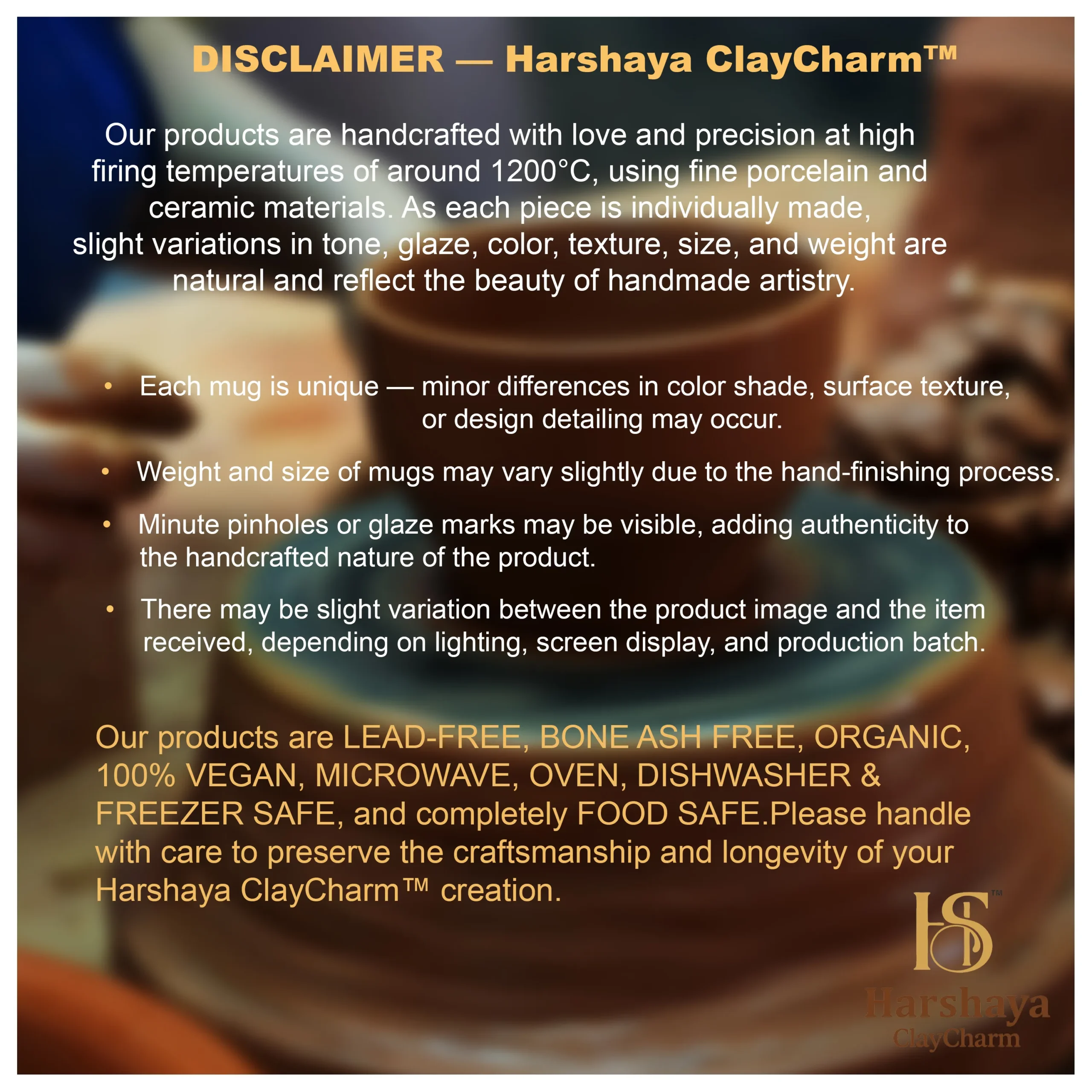 Harshaya ClayCharm “Golden Safari” Coffee Mug Set – Set of 2 (300ML) - Image 15